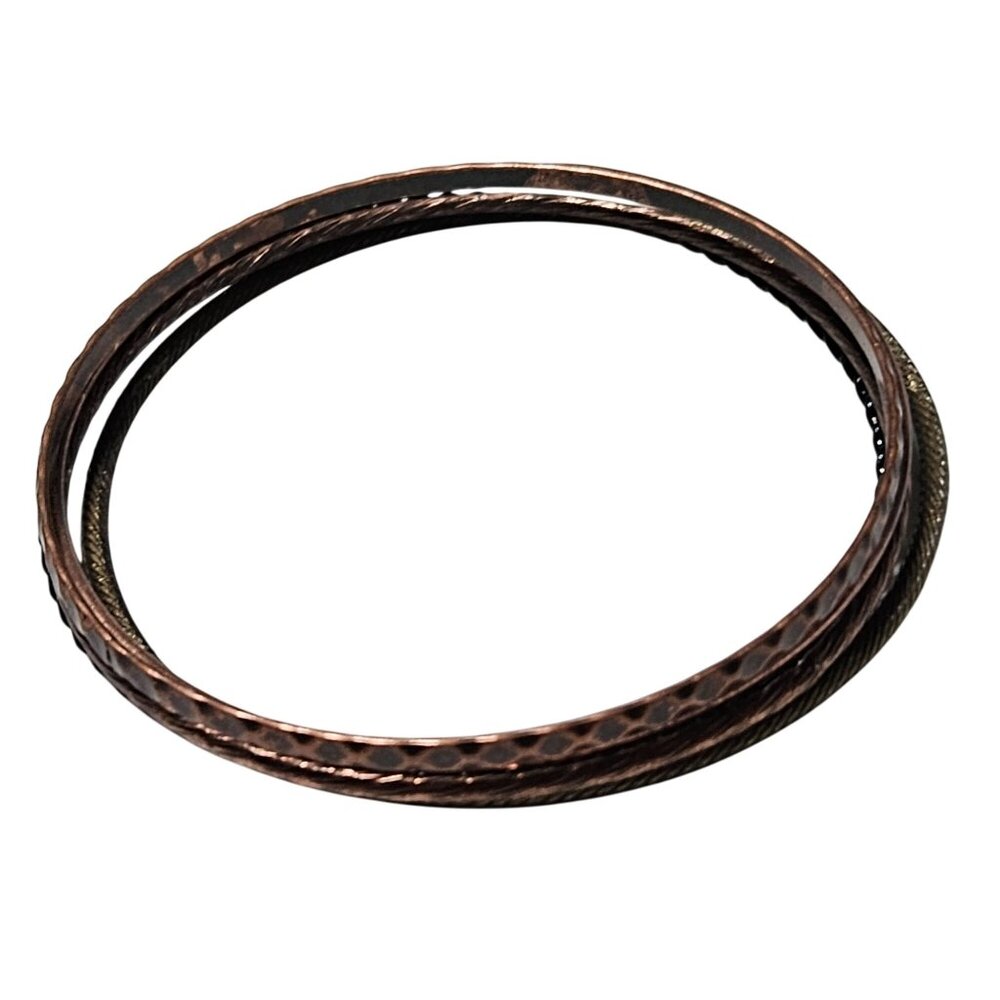 Retro Mixed Metal Thin Bangle Bracelets Textured 80s 90s Fashion Set Of 5 Women